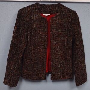 Dressbarn Orange and Black Blazer Open-Front Suit Jacket Size M